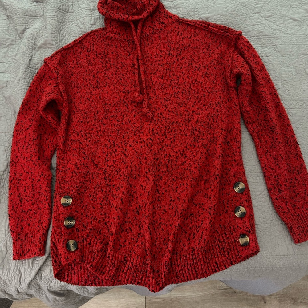 Westbound Red Speckled Knit Turtleneck Sweater